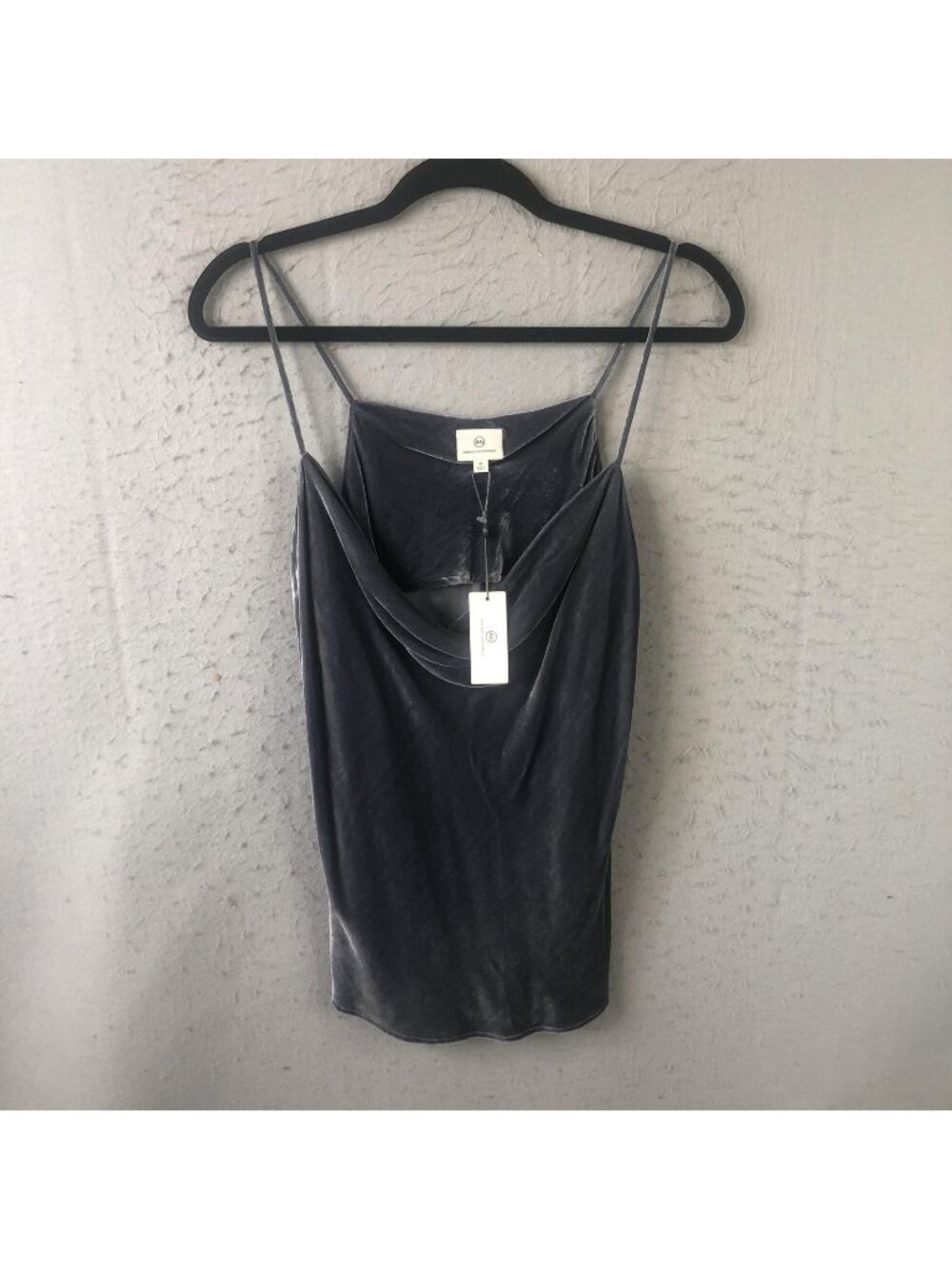 AG Adriano Goldschmied Dress Womens M Gray Velvet Slip Cowl Neck Mini Party